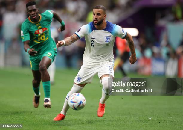 Kyle Walker of England during the FIFA World Cup Qatar 2022 Round of 16 match between England and Senegal at Al Bayt Stadium on December 04, 2022 in...