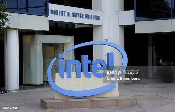 Intel Corp. Signage stands outside the company's office in Santa Clara, California, U.S., on Tuesday, May 15, 2012. Intel Corp. Chief Executive...