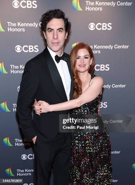 Sacha Cohen and Isla Fisher attend the 45th Kennedy Center Honors ceremony at The Kennedy Center on December 04, 2022 in Washington, DC.