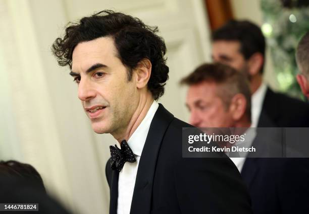 Actor Sacha Baron Cohen attends a reception for the 2022 Kennedy Center honorees hosted by U.S. President Joe Biden, at the White House on December...