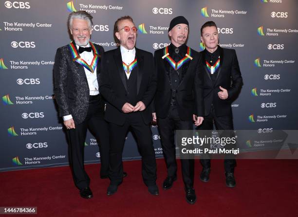 Honorees Adam Clayton, Bono, The Edge and Larry Mullen Jr. Of U-2 attend the 45th Kennedy Center Honors ceremony at The Kennedy Center on December...