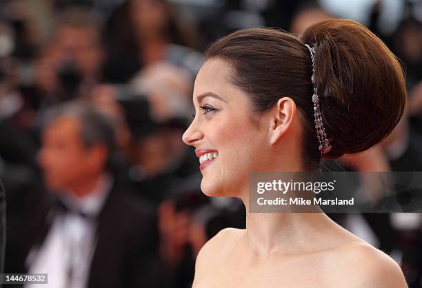 Marion Cotillard attends the "De Rouille et D'os" Premiere during the 65th Annual Cannes Film Festival at the Palais des Festivals on May 17, 2012 in...