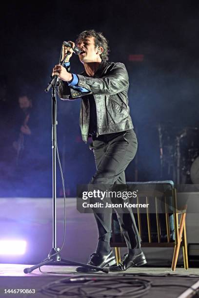 Matthew Healy of The 1975 performs on stage during Audacy Beach Festival at Fort Lauderdale Beach on December 04, 2022 in Fort Lauderdale, Florida.