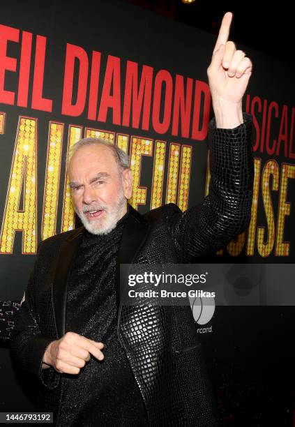 Neil Diamond poses at the opening night of the new Neil Diamond musical "A Beautiful Noise" on Broadway at The Broadhurst Theater on December 4, 2022...