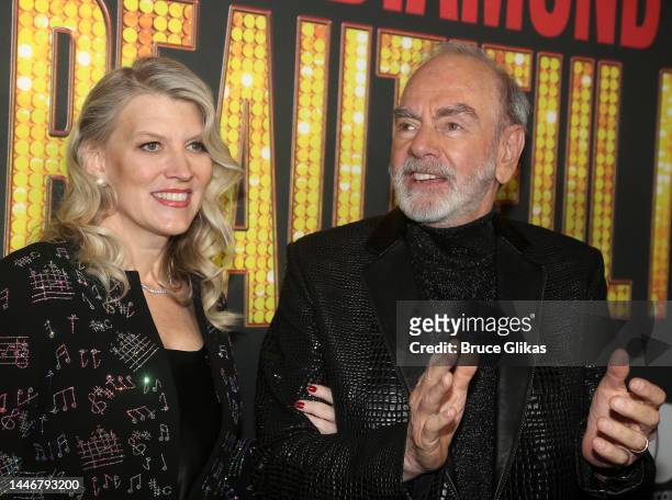 Katie McNeil and Neil Diamond pose at the opening night of the new Neil Diamond musical "A Beautiful Noise" on Broadway at The Broadhurst Theater on...