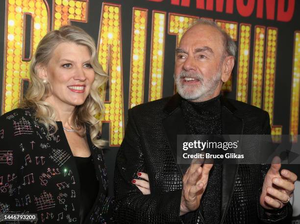 Katie McNeil and Neil Diamond pose at the opening night of the new Neil Diamond musical "A Beautiful Noise" on Broadway at The Broadhurst Theater on...