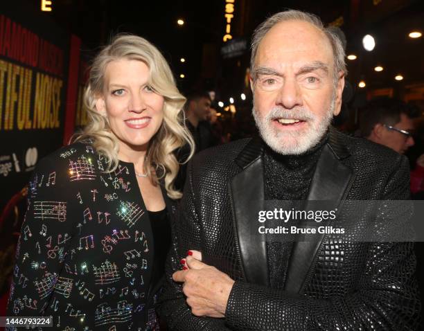 Katie McNeil and Neil Diamond pose at the opening night of the new Neil Diamond musical "A Beautiful Noise" on Broadway at The Broadhurst Theater on...