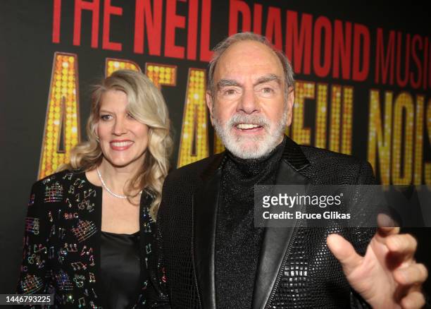 Katie McNeil and Neil Diamond pose at the opening night of the new Neil Diamond musical "A Beautiful Noise" on Broadway at The Broadhurst Theater on...