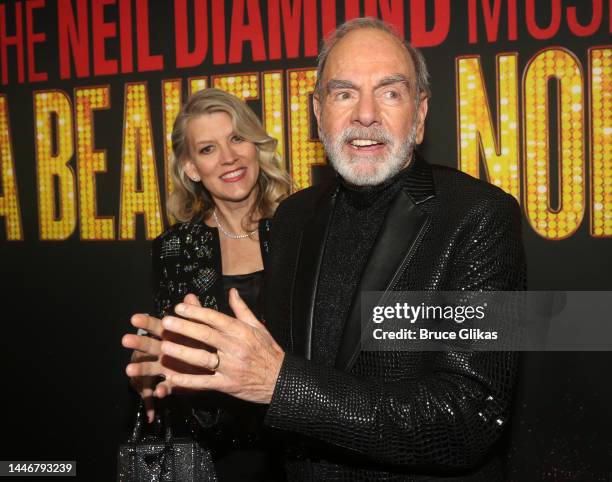 Katie McNeil and Neil Diamond pose at the opening night of the new Neil Diamond musical "A Beautiful Noise" on Broadway at The Broadhurst Theater on...