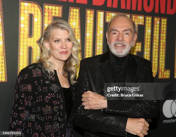 Katie McNeil and Neil Diamond pose at the opening night of the new Neil Diamond musical "A Beautiful Noise" on Broadway at The Broadhurst Theater on...