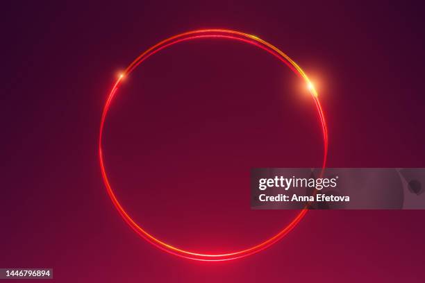 festive glowing red frame with copy space. demonstrating viva magenta - color of the year 2023 - lens flare circle stock pictures, royalty-free photos & images