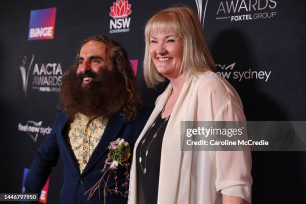 Costa Georgiadis and Gill Lomas attend the 2022 AACTA Industry Awards Presented By Foxtel Group at the Hordern on December 05, 2022 in Sydney,...