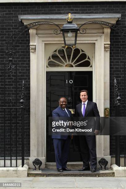 British Prime Minister David Cameron greets the President Of Gabon Ali-Ben Bongo Ondimba at 10 Downing Street on May 17, 2012 in London, England. Mr...