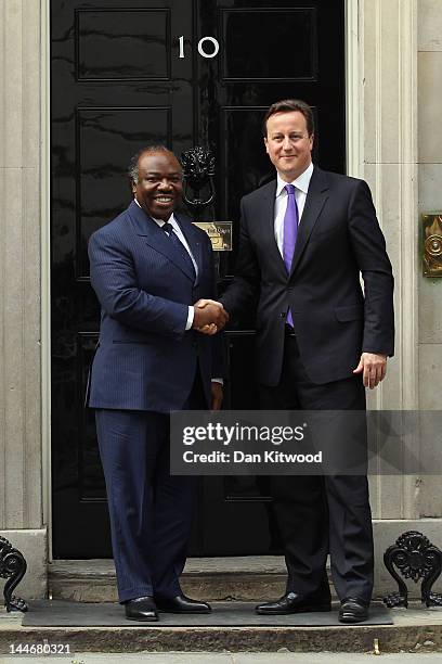 British Prime Minister David Cameron greets the President Of Gabon Ali-Ben Bongo Ondimba at 10 Downing Street on May 17, 2012 in London, England. Mr...