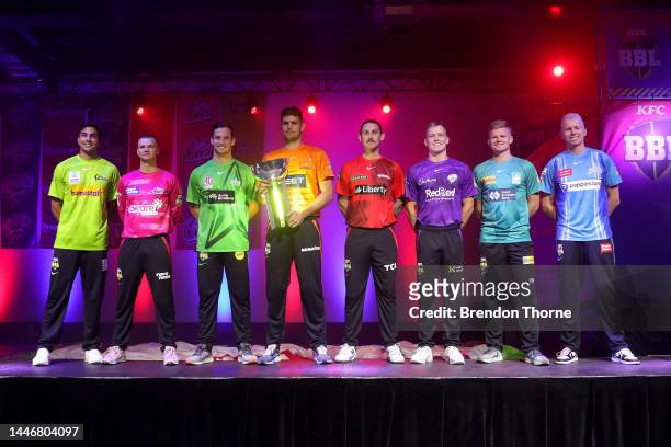 Jason Sangha of the Thunder, Josh Philippe of the Sixers, Hilton Cartwright of the Stars, Aaron Hardie of the Scorchers, Nic Maddinson of the...