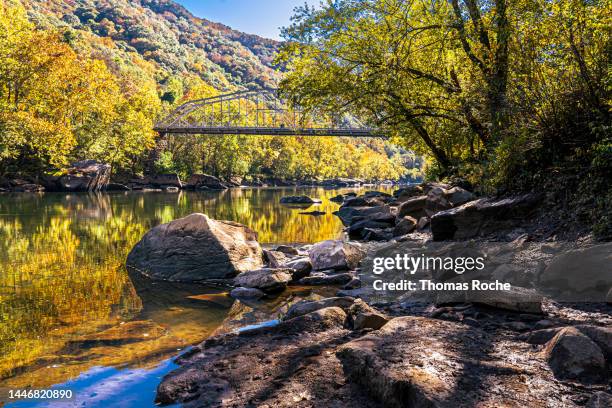 fayette station bridge in new river gorge - fayetteville stock pictures, royalty-free photos & images