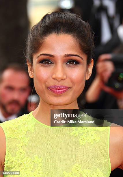 Freida Pinto attends the "De Rouille et D'os" Premiere during the 65th Annual Cannes Film Festival at the Palais des Festivals on May 17, 2012 in...