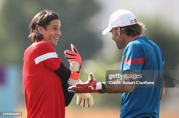 Yann Sommer of Switzerland is seen during Switzerland Training Session on match day -1 at University of Doha training facilities on December 05, 2022...