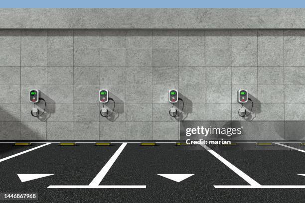 indoor charging pile parking space - low carbon technology stockfoto's en -beelden