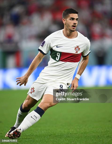 André Silva of Portugal in action during the FIFA World Cup Qatar 2022 Group H match between Korea Republic and Portugal at Education City Stadium on...