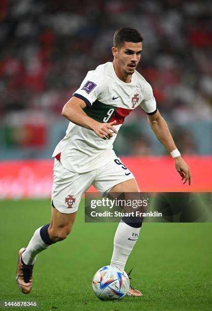 André Silva of Portugal in action during the FIFA World Cup Qatar 2022 Group H match between Korea Republic and Portugal at Education City Stadium on...