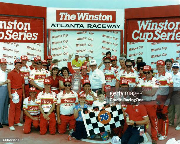 May 11, 1986: Bill Elliott and his crew enjoy victory lane at Atlanta International Raceway after winning “The Winston.” This was the only time the...
