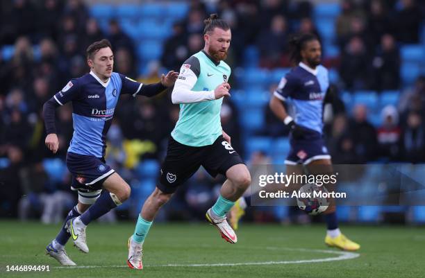Ryan Tunnicliffe of Portsmouth during the Sky Bet League One between Wycombe Wanderers and Portsmouth at Adams Park on December 04, 2022 in High...