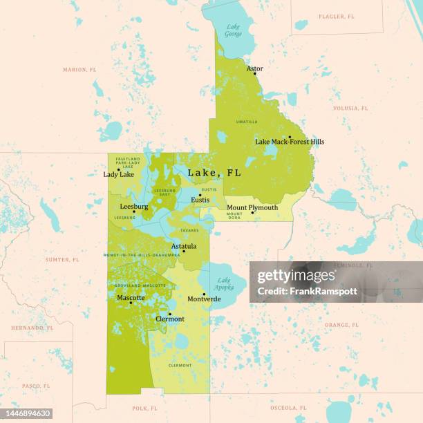 fl lake county vector map green - clermont florida stock illustrations