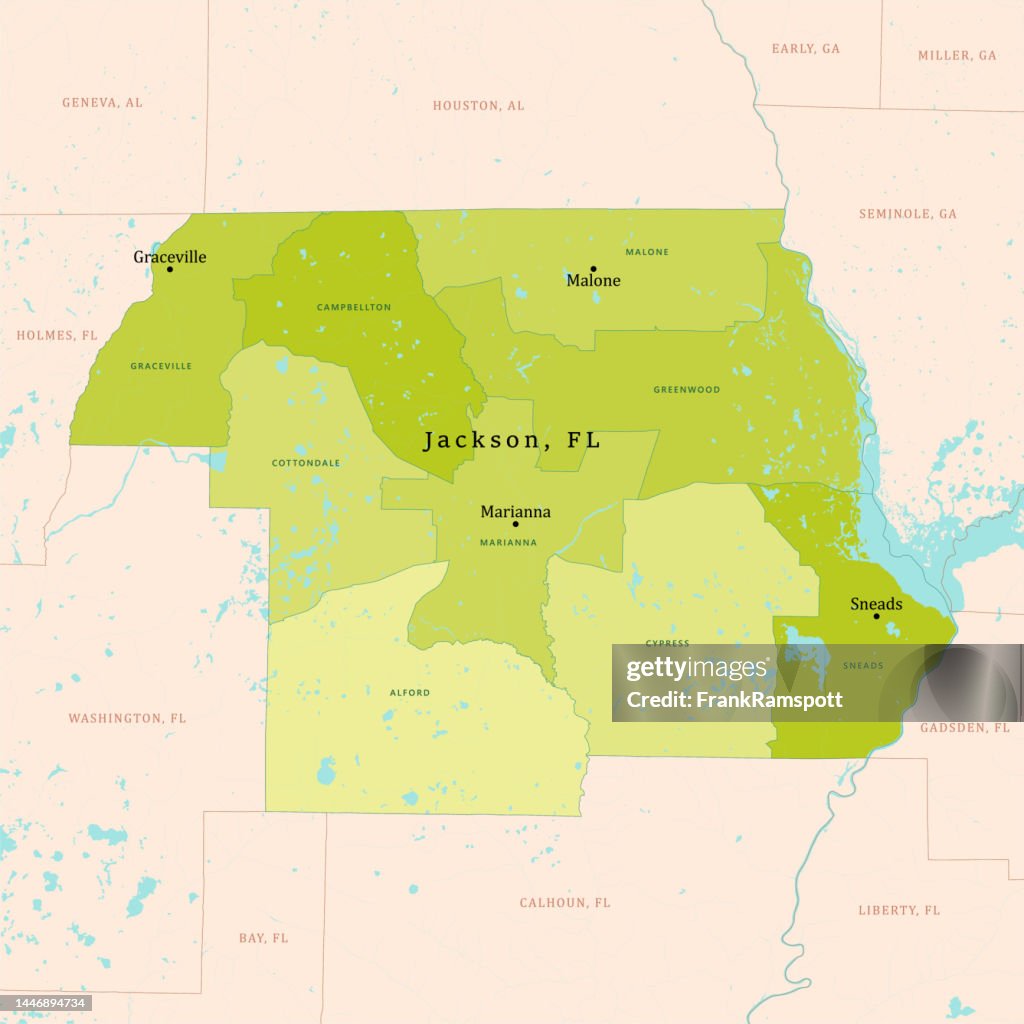 FL Jackson County Vector Map Green