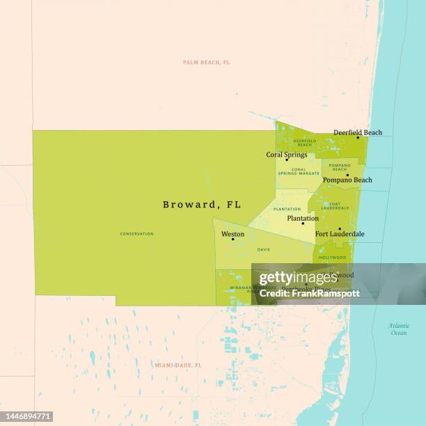 fl broward county vector map green - plantation florida stock illustrations