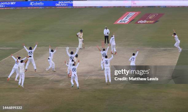 England successfully appeal for the final wicket of Naseem Shah to win the First Test Match between Pakistan and England at Rawalpindi Cricket...