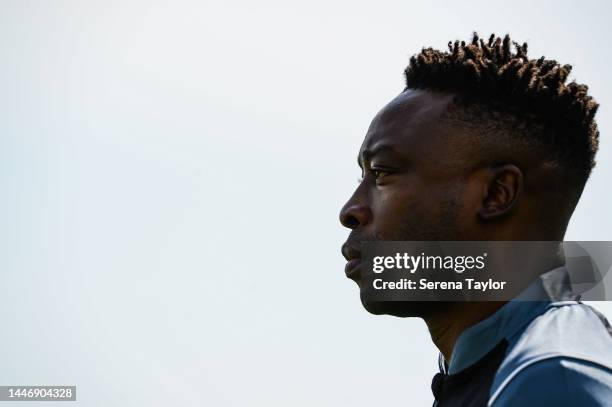 Ex Newcastle striker Shola Ameobi during the Newcastle United Training Session at the Al Hilal FC Training Centre on December 05, 2022 in Riyadh.