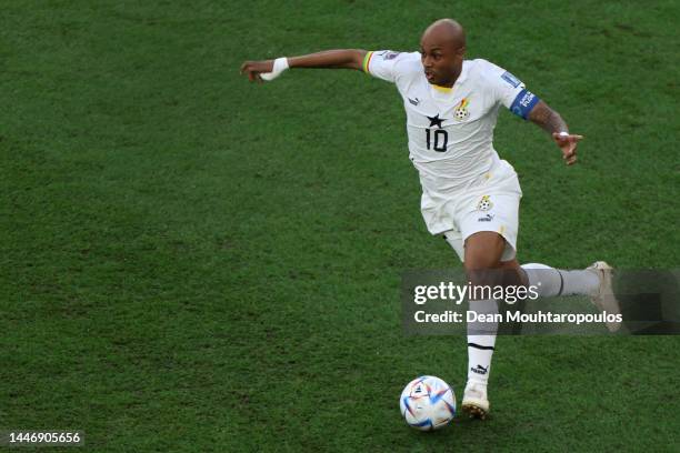 Andre Ayew of Ghana in action during the FIFA World Cup Qatar 2022 Group H match between Korea Republic and Ghana at Education City Stadium on...