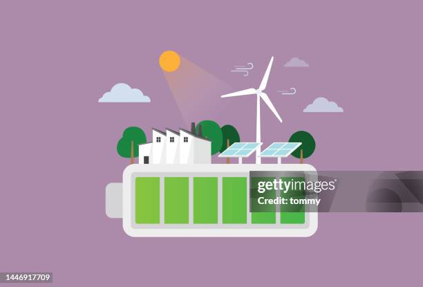 bildbanksillustrationer, clip art samt tecknat material och ikoner med renewable energy batteries - sustainable energy
