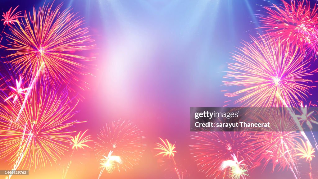 Background bokeh firework red colorful celebration