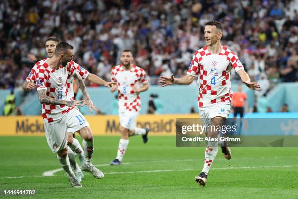 Ivan Perisic of Croatia celebrates after scoring the team's first goal during the FIFA World Cup Qatar 2022 Round of 16 match between Japan and...