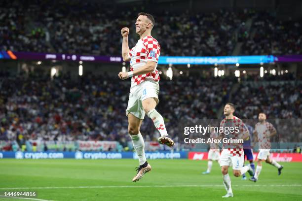 Ivan Perisic of Croatia celebrates after scoring the team's first goal during the FIFA World Cup Qatar 2022 Round of 16 match between Japan and...