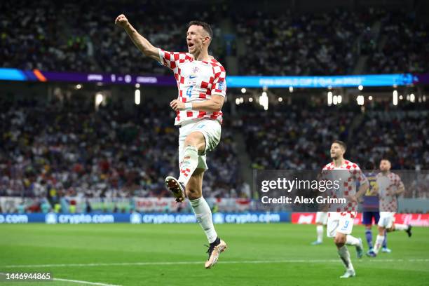 Ivan Perisic of Croatia celebrates after scoring the team's first goal during the FIFA World Cup Qatar 2022 Round of 16 match between Japan and...