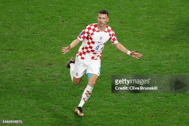 Ivan Perisic of Croatia celebrates after scoring the team's first goal during the FIFA World Cup Qatar 2022 Round of 16 match between Japan and...