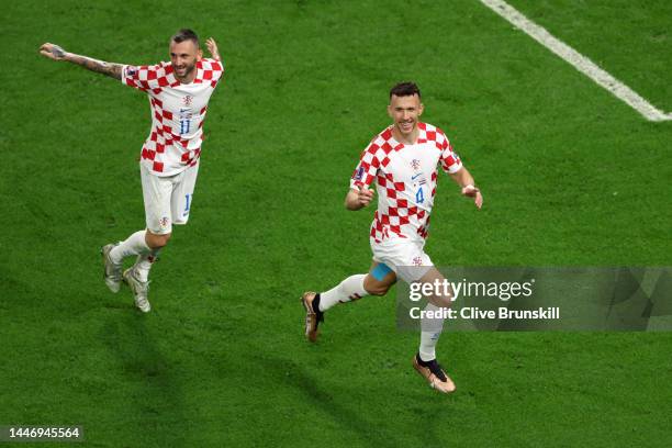 Ivan Perisic of Croatia celebrates after scoring the team's first goal during the FIFA World Cup Qatar 2022 Round of 16 match between Japan and...