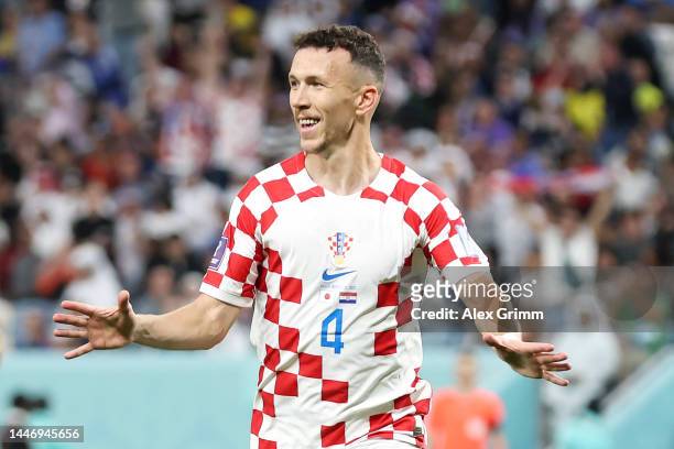 Ivan Perisic of Croatia celebrates after scoring the team's first goal during the FIFA World Cup Qatar 2022 Round of 16 match between Japan and...