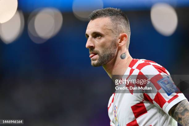 Marcelo Brozovic of Croatia looks on during the FIFA World Cup Qatar 2022 Round of 16 match between Japan and Croatia at Al Janoub Stadium on...
