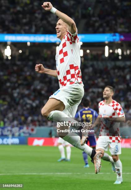 Ivan Perisic of Croatia celebrates after scoring the team's first goal during the FIFA World Cup Qatar 2022 Round of 16 match between Japan and...