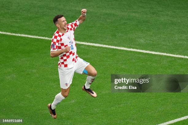 Ivan Perisic of Croatia celebrates after scoring the team's first goal during the FIFA World Cup Qatar 2022 Round of 16 match between Japan and...