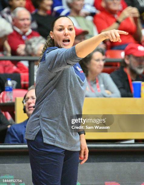 Head coach Adia Barnes of the Arizona Wildcats gestures during the second half of her team's game against the New Mexico Lobos at The Pit on December...