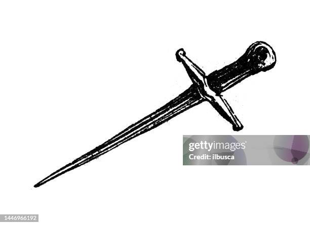 antique engraving illustration: dagger - dagger stock illustrations