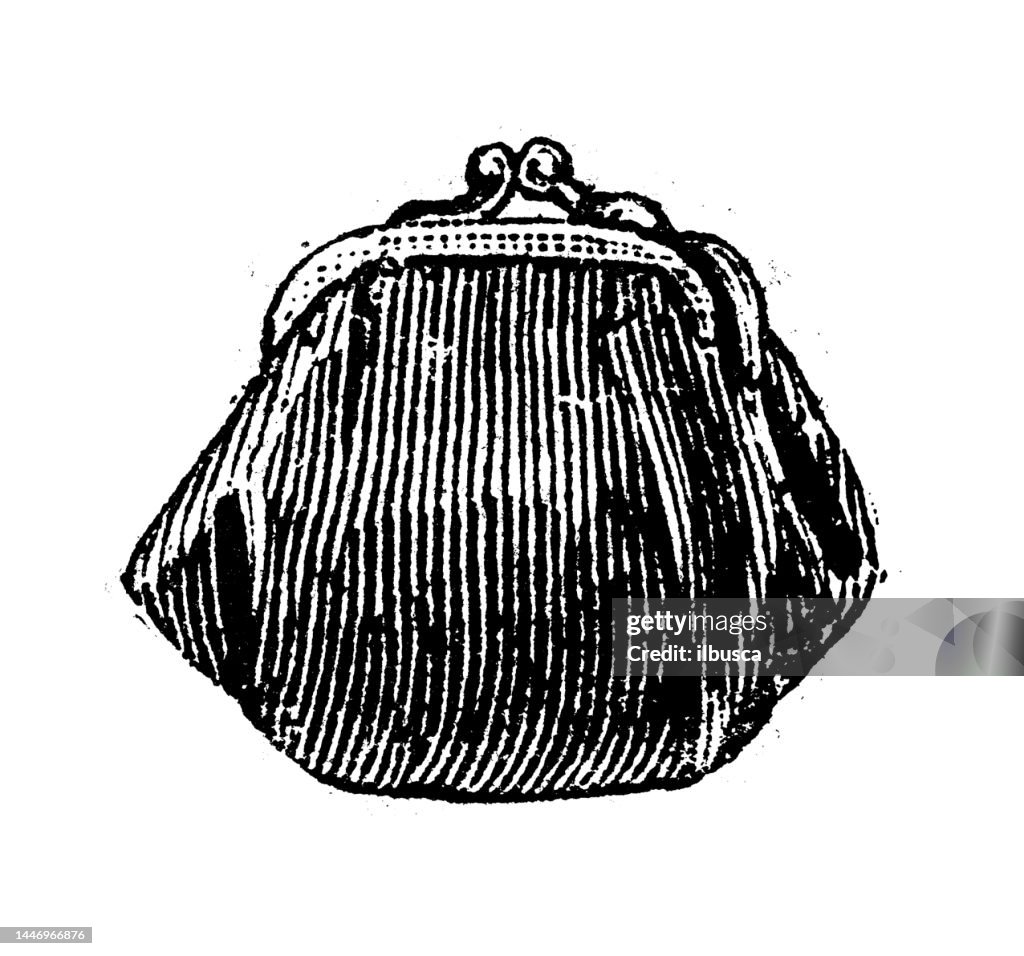 Antique engraving illustration: Coin purse