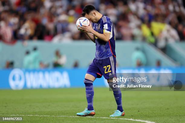 Maya Yoshida of Japan looks on before taking their sides fourth penalty during the FIFA World Cup Qatar 2022 Round of 16 match between Japan and...