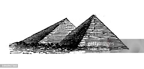 antique engraving illustration: pyramids - pyramid stock illustrations