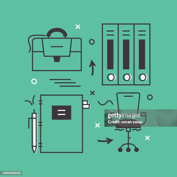 office and workspace concept. the design is editable and the color can be changed. - group flipchart stock illustrations